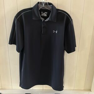 Men's Under Armour  Shirt  Loose Fit Heat Gear Golf Polo -  Black - Size Medium